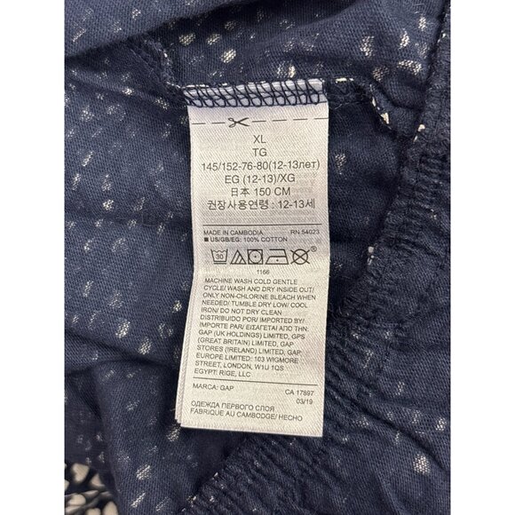 Gap Kids XL Navy & White Heart Print Jumpsuit With Red Bow Accent Short Sleeves - Picture 8 of 8